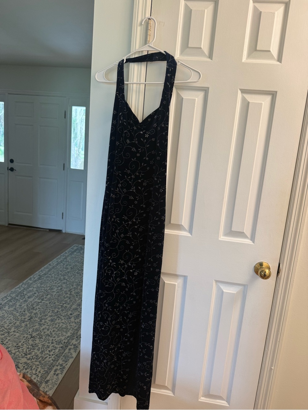 Sleeveless Black Floral Vine Maxi Dress